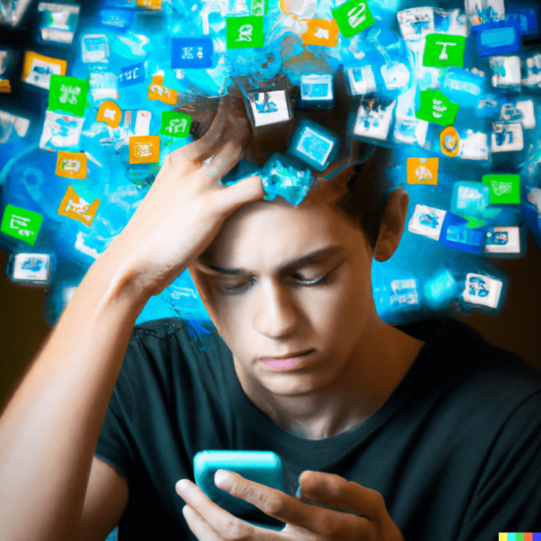 DALL·E-2023-01-10-13.42.11-Futuristic-image-representing-the-anxiety-of-using-social-media-in-young-people